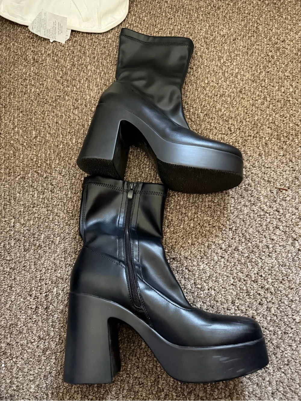 Women’s Black Platform Zip Ankle Boots